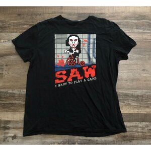 Saw I want to Play a Game Horror Movie T Shirt Mens XL Black